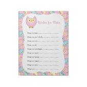 パステルピンクかわいいフクロウ赤ちゃんシャワーテーマ – ウィッシュ ノートパッド (回転)