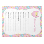 パステルピンクかわいいフクロウ赤ちゃんシャワーテーマ – ウィッシュ ノートパッド (正面)