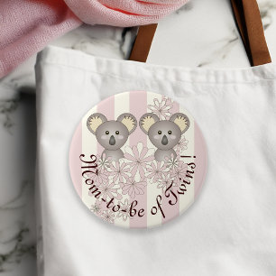 パステルピンクかわいいベビーコアラMom-to-be of Twin Girl 缶バッジ