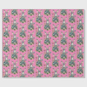 パステルピンクかわいい水色バニーフローラ復活祭 ラッピングペーパー (フラット)