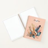 パステルピンクかわいらしフローラエレガントモノグラムの ノートブック (内部)