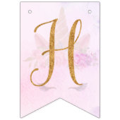 パステルピンクかわいらしフローラユニコーン誕生日パーティー バンティングフラッグ (第2の旗)