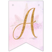 パステルピンクかわいらしフローラユニコーン誕生日パーティー バンティングフラッグ (第3の旗)