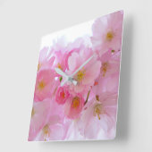 パステルピンクさくらんぼブラウス スクエア壁時計 (傾斜)