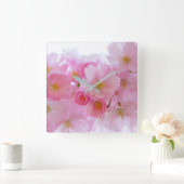 パステルピンクさくらんぼブラウス スクエア壁時計 (ホーム)