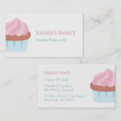 パステルピンクつや消しカップケーキベーカリーペストリーケーキ 名刺 (正面/裏面)