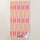 パステルピンクとイエローキッズ ビーチタオル (正面)