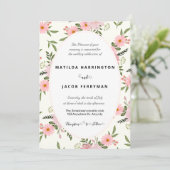 パステルピンクとグリーンのフローラフレーム 招待状 (スタンド正面)