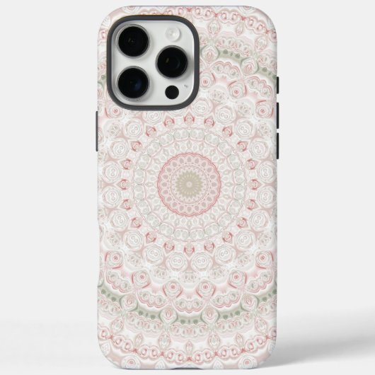 パステルピンクとグリーンの曼荼羅パターン デザイン Case-Mate iPhoneケース (裏面)