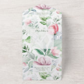 パステルピンクとグリーンの水彩花模様QRコード オールインワン招待状 (外側)