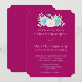 パステルピンクとグリーンの花束 ウェディング 招待状 (正面/裏面)