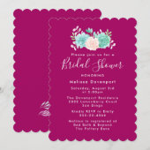 パステルピンクとグリーンの花束 ブライダルシャワー 招待状 (正面/裏面)