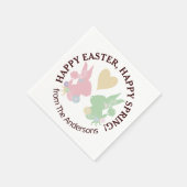 パステルピンクとグリーンバンニーとハートイースター スタンダードカクテルナプキン (角)