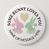パステルピンクとグリーンバンニーとハートイースター 缶バッジ (正面)