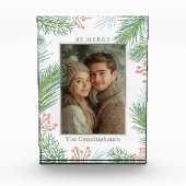 パステルピンクとグリーンホリークリスマス フォトブロック (正面)