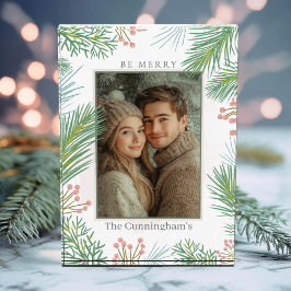 パステルピンクとグリーンホリークリスマス フォトブロック