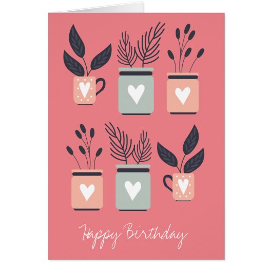 パステルピンクとグレーのモダンポット植物 (正面)