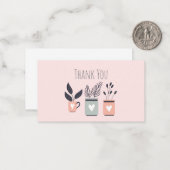 パステルピンクとグレーのモダンポット植物 ノートカード (正面/裏面インサイチュ)