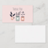 パステルピンクとグレーのモダンポット植物 ノートカード (正面/裏面)