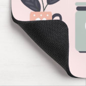 パステルピンクとグレーのモダンポット植物 マウスパッド (コーナー)