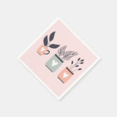 パステルピンクとグレーの現代的なポット植物 スタンダードカクテルナプキン (角)