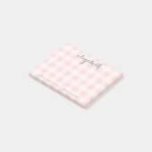 パステルピンクとグレーバッファローチェックあなたの名前を追加 ポストイット (アングル)