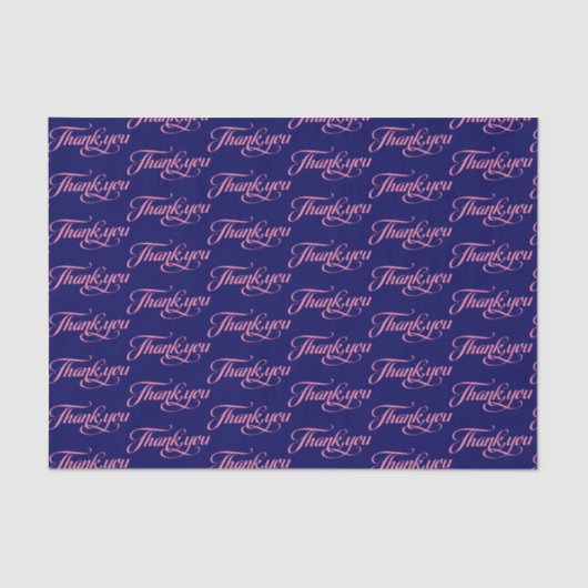 パステルピンクとダークブルーありがとうごパターン 薄葉紙 (正面)