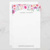 パステルピンクとパープルウォーター色のフローラガーランド 便箋 (正面/裏面)