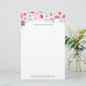パステルピンクとパープルウォーター色のフローラガーランド 便箋 (スタンド正面)