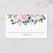 パステルピンクとパープルピーニーのフローラ結婚 プレイスカード (正面)