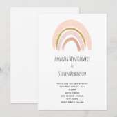 パステルピンクとフェイクグリッターのボヘミアンレインボーウェディング 招待状 (正面/裏面)