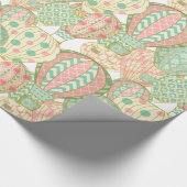 パステルピンクとブルーのホットエアバルーン ラッピングペーパー (角)