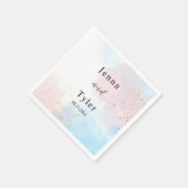 パステルピンクとブルーの水の色結婚のナプキン スタンダードカクテルナプキン (角)