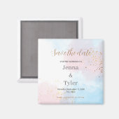 パステルピンクとブルーの水彩保存日 マグネット (正面/裏面)