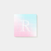 パステルピンクとブルーの2トーン勾配モノグラム ポストイット (正面)