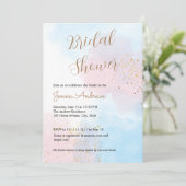 パステルピンクとブルーウォーターのカラーブライダルシャワー 招待状 (スタンド正面)