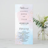 パステルピンクとブルーウォーターのカラー結婚式 プログラム (スタンド正面)