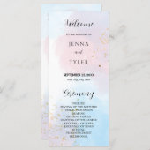 パステルピンクとブルーウォーターのカラー結婚式 プログラム (正面/裏面)