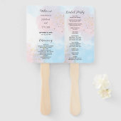 パステルピンクとブルーウォーターのカラー結婚式 プログラム ハンドファン (正面&裏面)