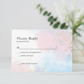 パステルピンクとブルーウォーター結婚カラー 出欠カード (スタンド正面)