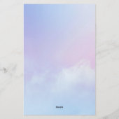 パステルピンクとブルークラウドの背景 便箋 (裏面)