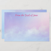 パステルピンクとブルークラウドの背景 便箋 (正面/裏面)