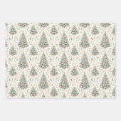 パステルピンクとブルークリスマスツリー飾 ラッピングペーパーシート (正面2)