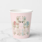 パステルピンクとブルー結婚の馬 紙コップ (裏面)