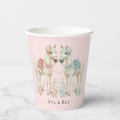 パステルピンクとブルー結婚の馬 紙コップ (正面)