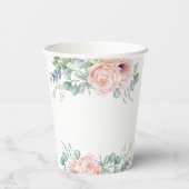 パステルピンクとベージュの水彩花のブライズシャワー 紙コップ (裏面)
