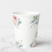 パステルピンクとベージュの水彩花のブライダルシャワー 紙コップ (右)