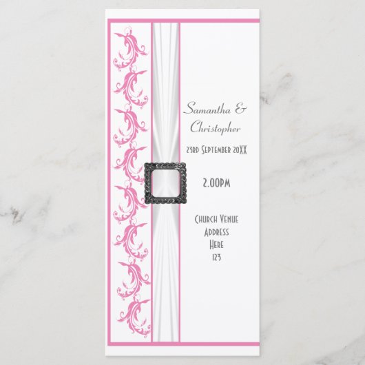 パステルピンクとホワイトチャーチウェディングプログラム プログラム (正面)