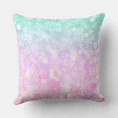 パステルピンクとミントグリーングラーム《写真》ぼけ味グリッター クッション (裏面)