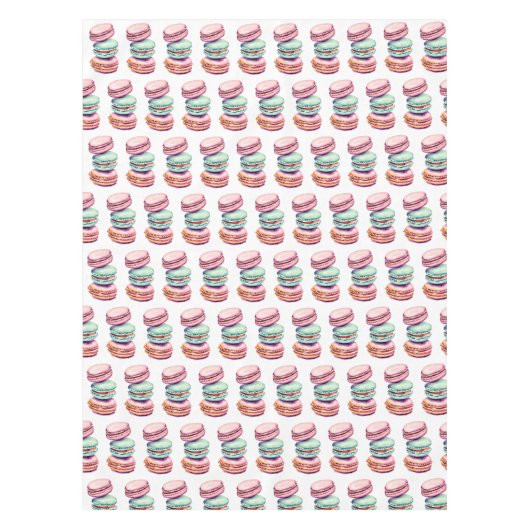 パステルピンクとミントグリーンマカロンのクッキーをテーマ テーブルクロス (正面)